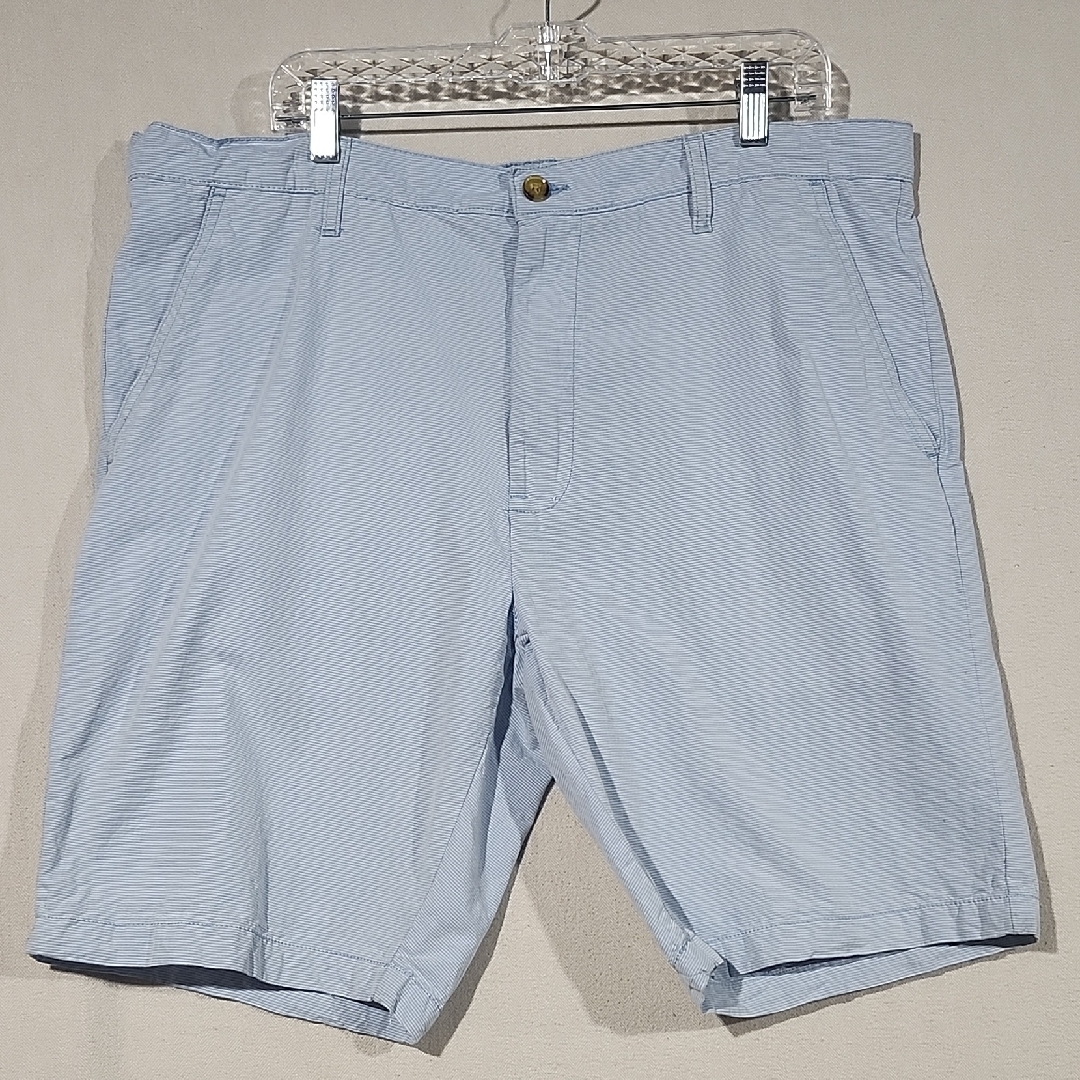 U.S. Polo Assn. Mens Light Blue And White Pinstripe Flat Front Shorts Size 40